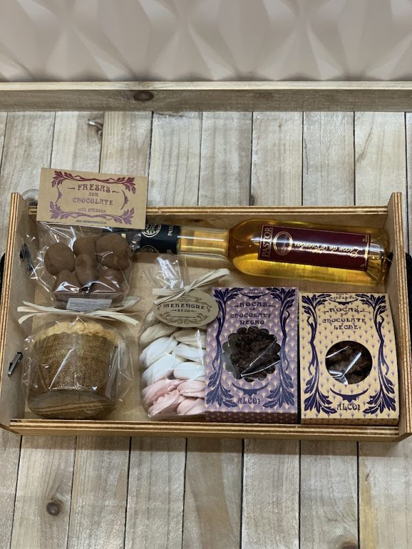 Lote de navidad madera + mini panettone