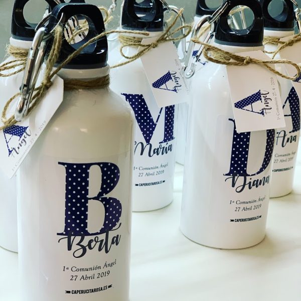 Botella azul marino con Motas